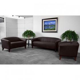 HERCULES Imperial Series Brown Leather Love Seat [111-2-BN-GG]