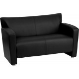 HERCULES Majesty Series Black Leather Love Seat [222-2-BK-GG]