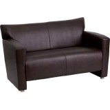 HERCULES Majesty Series Brown Leather Love Seat [222-2-BN-GG]