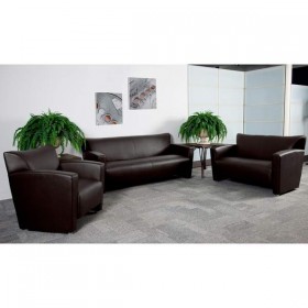 HERCULES Majesty Series Brown Leather Love Seat [222-2-BN-GG]