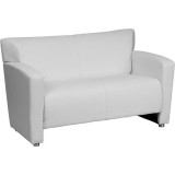 HERCULES Majesty Series White Leather Love Seat [222-2-WH-GG]