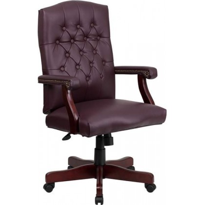 Martha Washington Burgundy Leather Executive Swivel Chair [801L-LF0019-BY-LEA-GG]