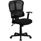 Mid-Back Black Mesh Chair with Conforming Lumbar Support [A-7741-BK-GG]