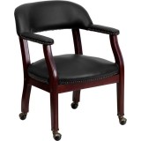 Black Vinyl Luxurious Conference Chair with Casters [B-Z100-BLACK-GG]