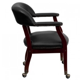 Black Vinyl Luxurious Conference Chair with Casters [B-Z100-BLACK-GG]