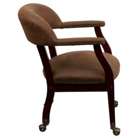 Bomber Jacket Brown Luxurious Conference Chair with Casters [B-Z100-BRN-GG]