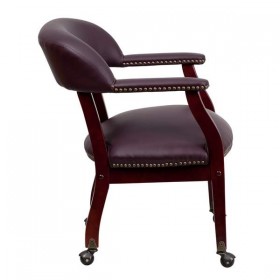 Burgundy Leather Conference Chair with Casters [B-Z100-LF19-LEA-GG]