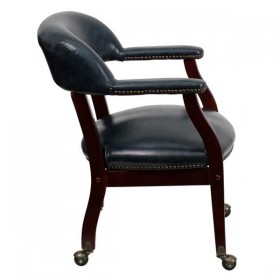 Navy Vinyl Luxurious Conference Chair with Casters [B-Z100-NAVY-GG]