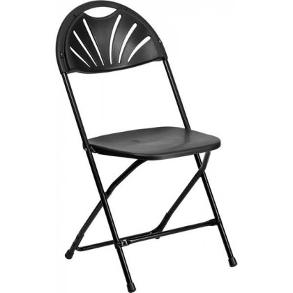 HERCULES Series 440 lb. Capacity Black Plastic Fan Back Folding Chair [BH-D0002-BK-GG]