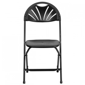 HERCULES Series 440 lb. Capacity Black Plastic Fan Back Folding Chair [BH-D0002-BK-GG]