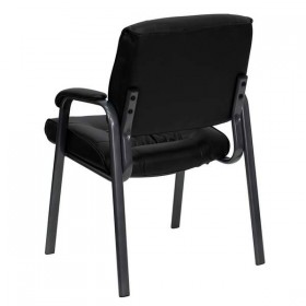 Black Leather Executive Side Chair with Titanium Frame Finish [BT-1404-BKGY-GG]