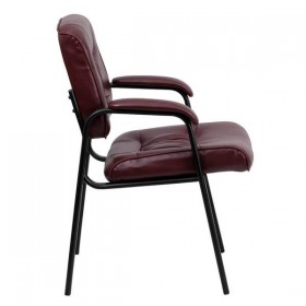 Burgundy Leather Guest / Reception Chair with Black Frame Finish [BT-1404-BURG-GG]