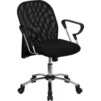 Mid-Back Black Mesh Office Chair with Chrome Base [BT-215-GG]