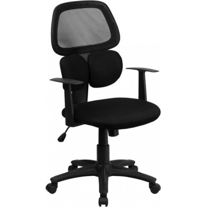 Mid-Back Black Mesh Chair with Flexible Dual Lumbar Support [BT-2755-BK-GG]