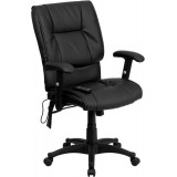 Mid-Back Massaging Black Leather Executive Office Chair [BT-2770P-GG]