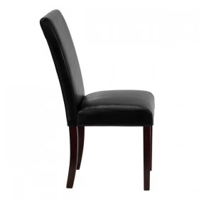 Black Leather Upholstered Parsons Chair [BT-350-BK-LEA-023-GG]