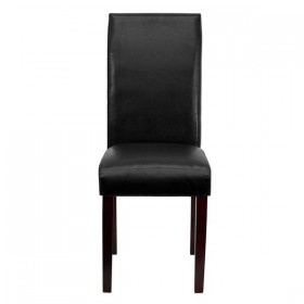 Black Leather Upholstered Parsons Chair [BT-350-BK-LEA-023-GG]