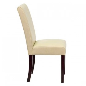 Ivory Leather Upholstered Parsons Chair [BT-350-IVORY-050-GG]