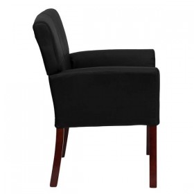 Black Leather Executive Side Chair or Reception Chair with Mahogany Legs [BT-353-BK-LEA-GG]