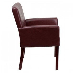 Burgundy Leather Executive Side Chair or Reception Chair with Mahogany Legs [BT-353-BURG-GG]