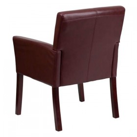 Burgundy Leather Executive Side Chair or Reception Chair with Mahogany Legs [BT-353-BURG-GG]