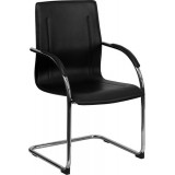 Black Vinyl Side Chair with Chrome Sled Base [BT-509-BK-GG]