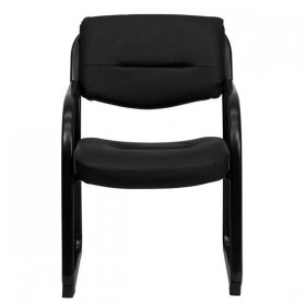 Black Leather Executive Side Chair with Sled Base [BT-510-LEA-BK-GG]