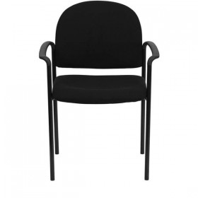 Black Fabric Comfortable Stackable Steel Side Chair with Arms [BT-516-1-BK-GG]