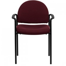 Burgundy Fabric Comfortable Stackable Steel Side Chair with Arms [BT-516-1-BY-GG]