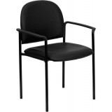 Black Vinyl Comfortable Stackable Steel Side Chair with Arms [BT-516-1-VINYL-GG]