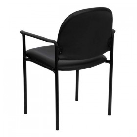 Black Vinyl Comfortable Stackable Steel Side Chair with Arms [BT-516-1-VINYL-GG]