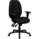 High Back Black Fabric Multi-Functional Ergonomic Task Chair with Arms [BT-6191H-BK-GG]
