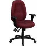 High Back Burgundy Fabric Multi-Functional Ergonomic Task Chair with Arms [BT-6191H-BY-GG]
