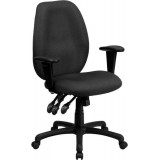 High Back Gray Fabric Multi-Functional Ergonomic Task Chair with Arms [BT-6191H-GY-GG]