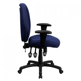 High Back Navy Fabric Multi-Functional Ergonomic Task Chair with Arms [BT-6191H-NY-GG]