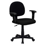 Mid-Back Ergonomic Black Fabric Task Chair with Adjustable Arms [BT-660-1-BK-GG]