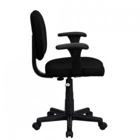 Mid-Back Ergonomic Black Fabric Task Chair with Adjustable Arms [BT-660-1-BK-GG]