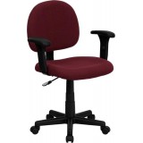 Mid-Back Ergonomic Burgundy Fabric Task Chair with Adjustable Arms [BT-660-1-BY-GG]