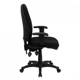 High Back Black Fabric Ergonomic Computer Chair with Height Adjustable Arms [BT-661-BK-GG]