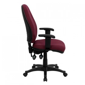 High Back Burgundy Fabric Ergonomic Computer Chair with Height Adjustable Arms [BT-661-BY-GG]