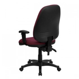 High Back Burgundy Fabric Ergonomic Computer Chair with Height Adjustable Arms [BT-661-BY-GG]