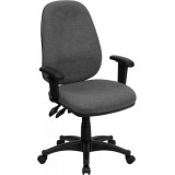 High Back Gray Fabric Ergonomic Computer Chair with Height Adjustable Arms [BT-661-GR-GG]