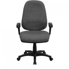 High Back Gray Fabric Ergonomic Computer Chair with Height Adjustable Arms [BT-661-GR-GG]