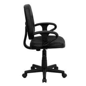 Mid-Back Black Leather Ergonomic Task Chair with Arms [BT-682-BK-GG]