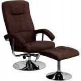Contemporary Brown Microfiber Recliner and Ottoman with Chrome Base [BT-70130-MIC-CALCUTTA-GG]