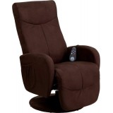 Massaging Brown Microfiber Recliner with Microfiber Wrapped Base [BT-70186-MIC-COMFORT-GG]