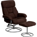 Contemporary Brown Microfiber Recliner and Ottoman with Metal Base [BT-70230-MIC-CIR-GG]