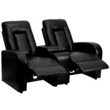 Black Leather 2-Seat Home Theater Recliner with Storage Console [BT-70259-2-BK-GG]
