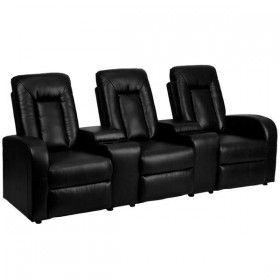 Black Leather 3-Seat Home Theater Recliner with Storage Consoles [BT-70259-3-BK-GG]