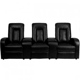 Black Leather 3-Seat Home Theater Recliner with Storage Consoles [BT-70259-3-BK-GG]